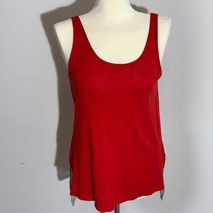 Red color block tank top